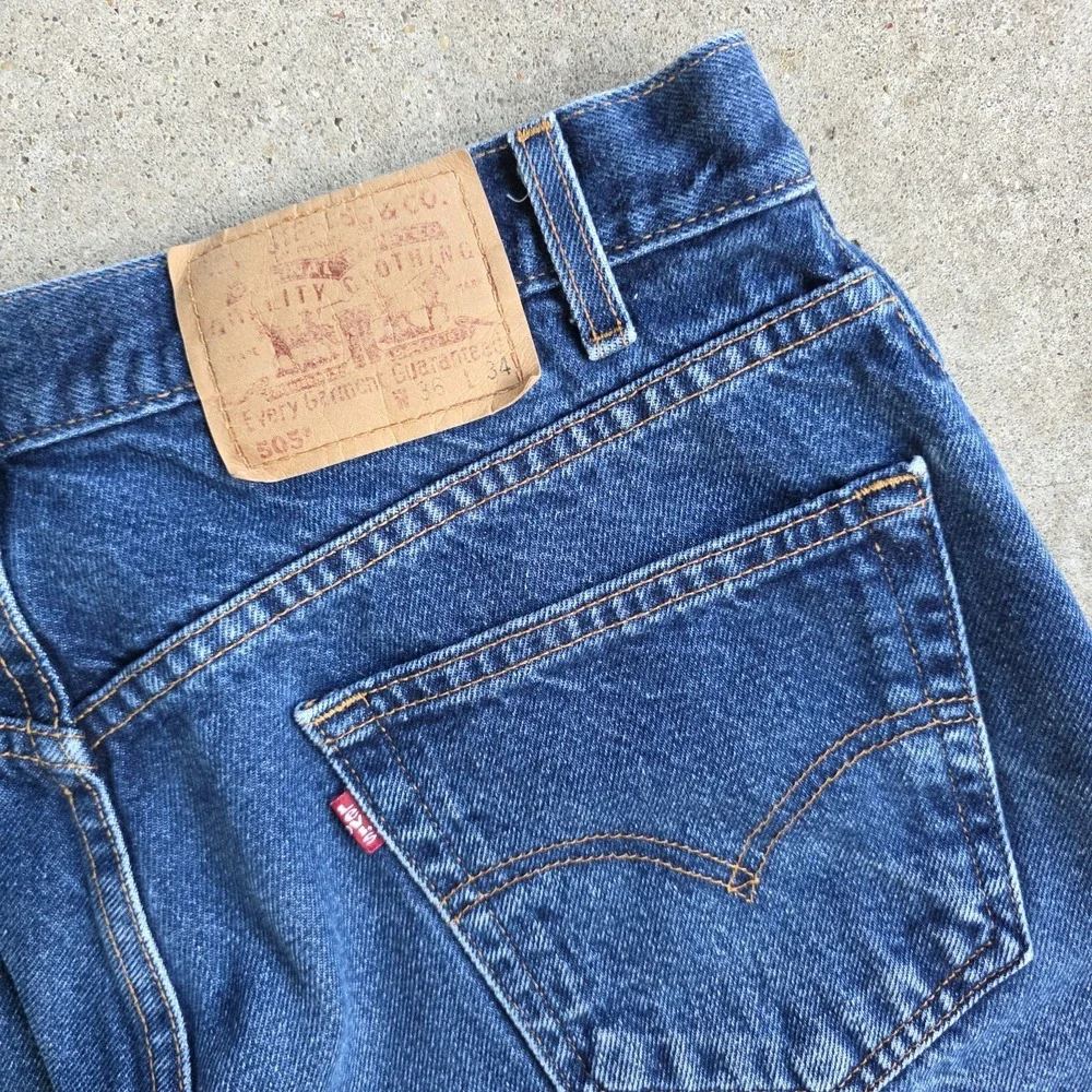 VTG Levis 505 Jeans Size 36x34 Blue Med Wash Straight 90s Y2K Grunge Faded